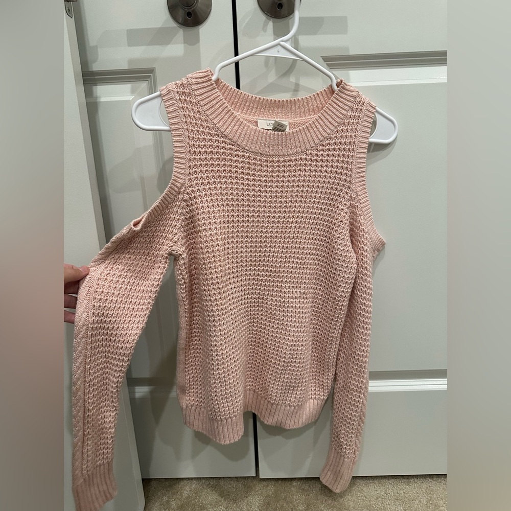 LOFT Blush Pink Cold Shoulder Sweater